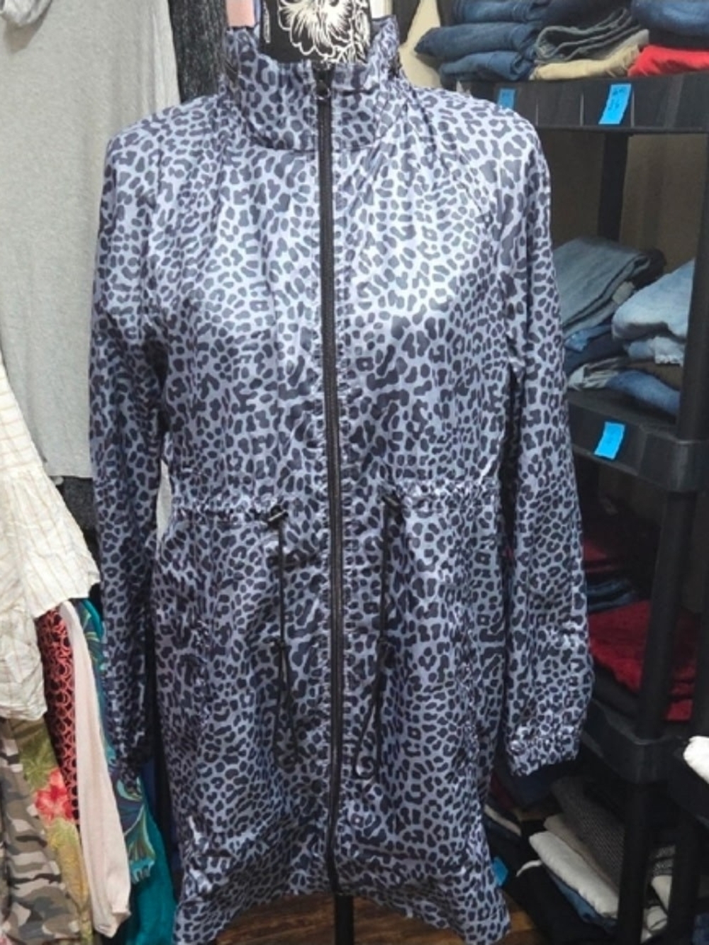 Motherhood Maternity Gray Leopard Print Trench Coat